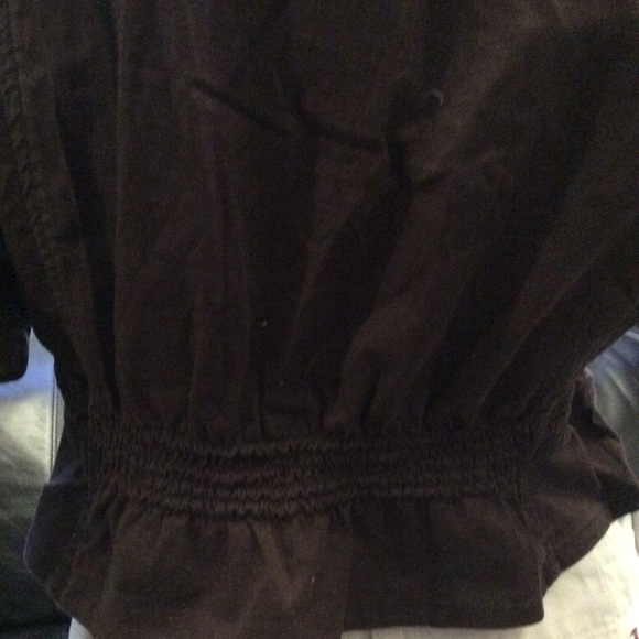 Brown Le Chateaux cropped cotton 1/2 sleeve jacket - Picture 10 of 13